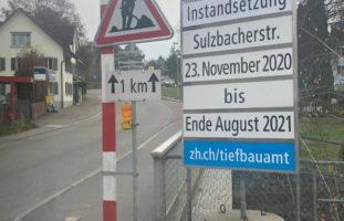 Verkehrssperrungen in Oberuster ZH ab 11.01.