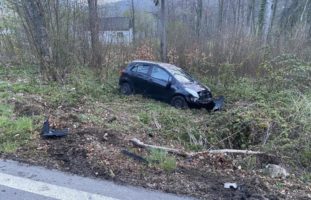 Arboldswil BL: Autolenkerin prallt in Baumstrunk - Auto überschlägt sich