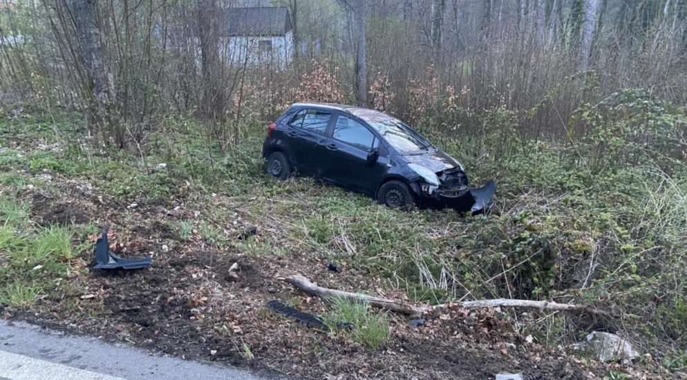 Arboldswil BL: Autolenkerin prallt in Baumstrunk - Auto überschlägt sich