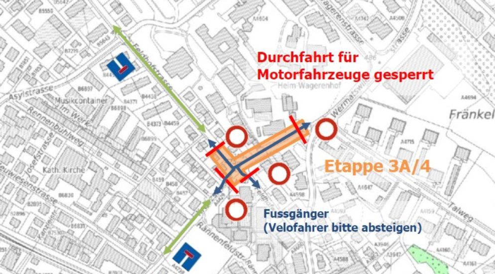 Ab Montag neue Verkehrsführung um Feldhofstrasse in Uster ZH