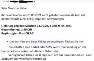 Vorsicht: Fake-E-Mail im Namen von Swisspost