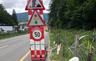 Bei Verkehrsunfall in Mümliswil gegen Baustellensignalisation und Weidezaun geprallt